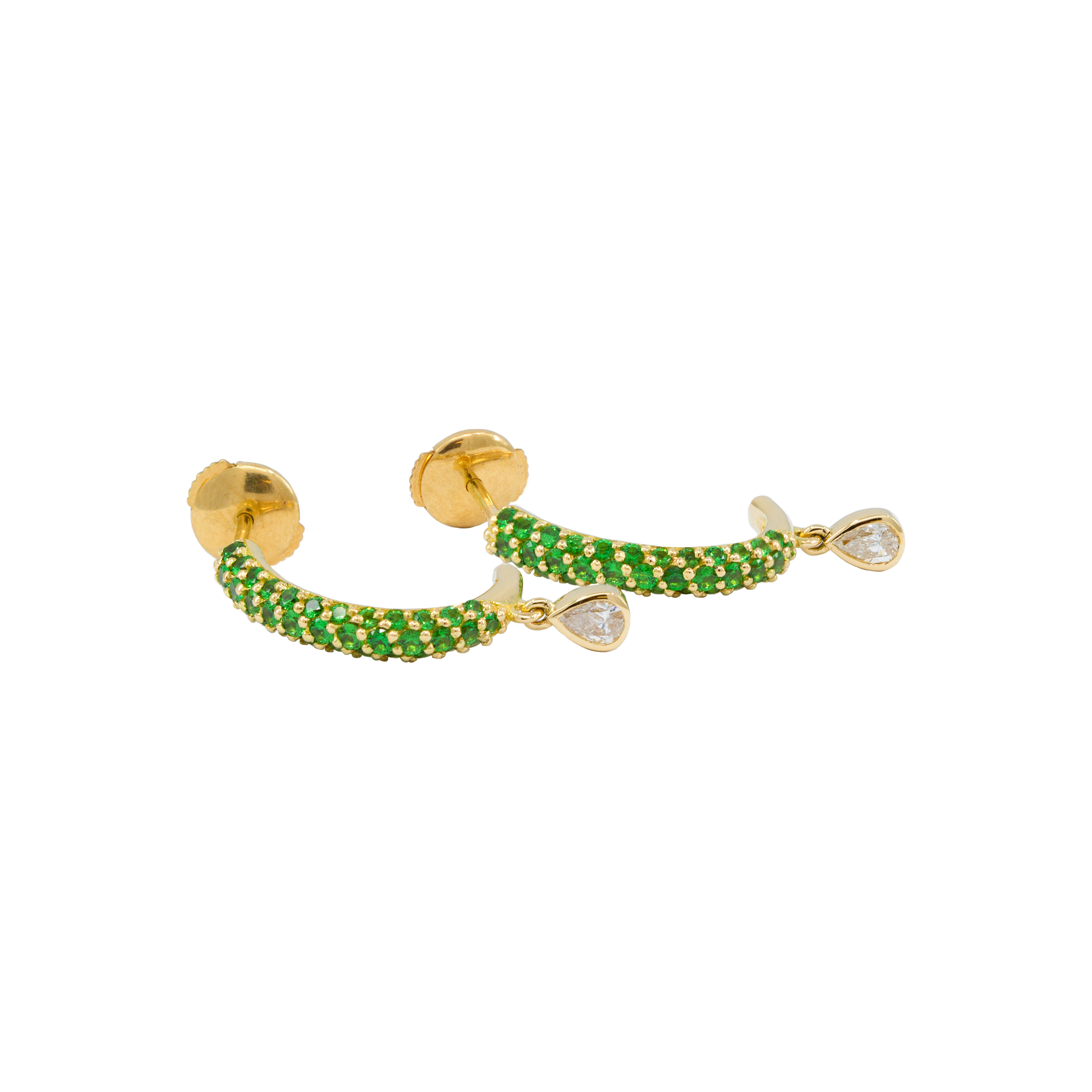 Boucles d'oreilles Lina, grenats tsavorites et diamants
